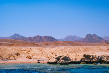 Fototapeta na wymiar View of the Red Sea and coast Sinai, Egypt
