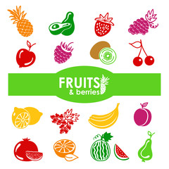 fruits and berries icons - 83288262