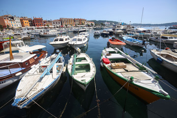 Fototapeta na wymiar Anchored boats in Rovinj