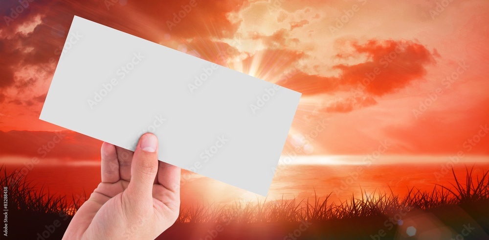 Poster composite image of hand showing card