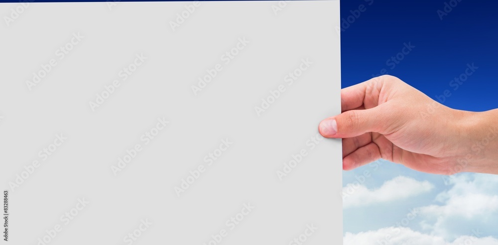 Poster composite image of hand showing card