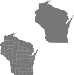 map of Wisconsin - obrazy, fototapety, plakaty