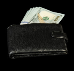 Wallet with dollar bills