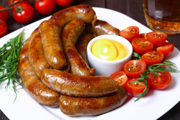 German sausages with tomato and beer