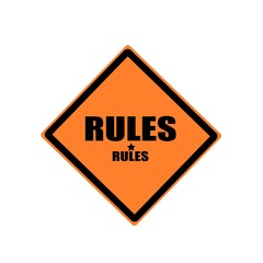 Rules black stamp text on orange background