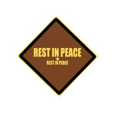 Rest in peace yellow stamp text on brown background