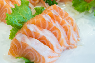 Sliced raw salmon, Salmon sashimi
