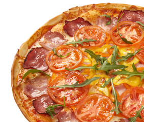 Pizza with tomatoes and meat