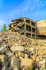 demolished buildings, industrial ruins, earthquake