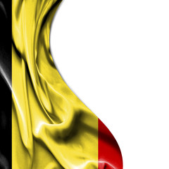 Belgium waving satin flag isolated on white background