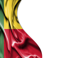 Benin waving satin flag isolated on white background