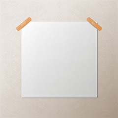 White blank square sheet of paper, vector template