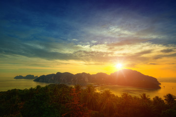 Sunset in Phi Phi Island in Thailand