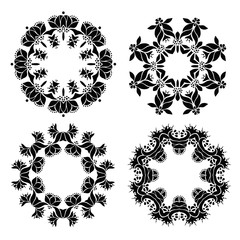 Set of round ornaments. Ethnic mandalas. Vector art