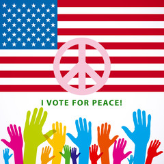 Illustration long USA flag icon with peace sign