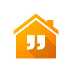 Orange house icon with quotes