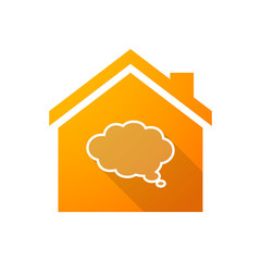 Orange house icon with a cloud comic balloon