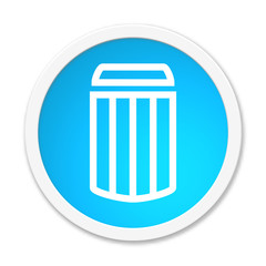Moderner blauer runder Button: Mülleimer
