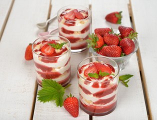 Dessert with strawberries and whipped cream