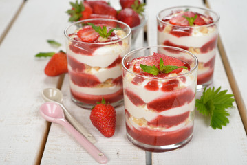 Dessert with strawberries and whipped cream