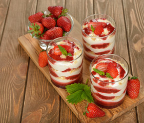 Dessert with strawberries and whipped cream
