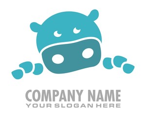 blue hippopotamus logo image vector