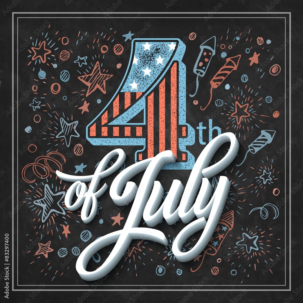 Wall mural Typography card Independence Day. Chalk board. Vector