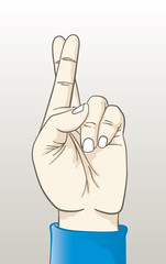 Vector illustration of a hand with fingers crossed