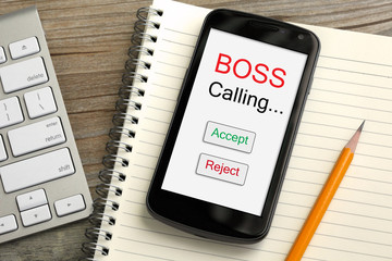 concept of boss calling, accept or reject decision