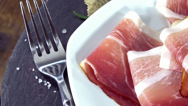 Portion of Sliced Ham (not loopable 4K UHD footage)