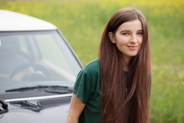 Young woman on a road trip