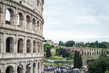 Side view of The Colosseum in Rome, Italy