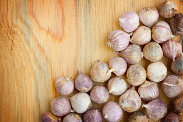 garlic on the wooden background