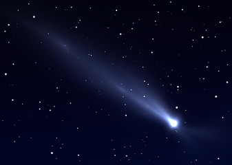 Obraz na płótnie Canvas Comet with long tail due to solar radiation