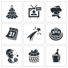 New year icons set
