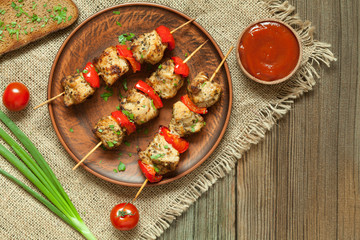 Traditional delicious turkey kebab skewer barbecue meat with