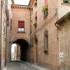 Fototapeta na wymiar Beautiful architecture in the downtown of Ferrara