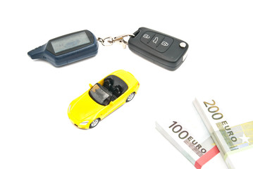 sport car, keys and money
