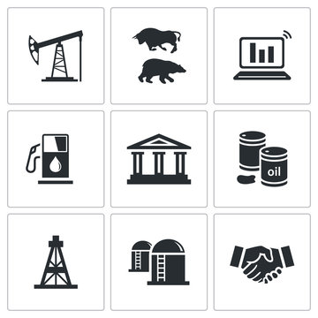 Exchange of gas and oil industry Vector Icons Set