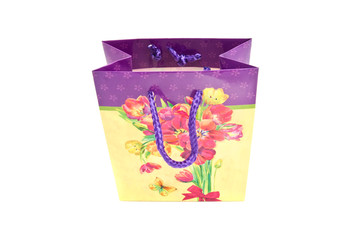 colored gift bag on white