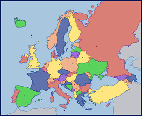 Color Blank Map of Europe