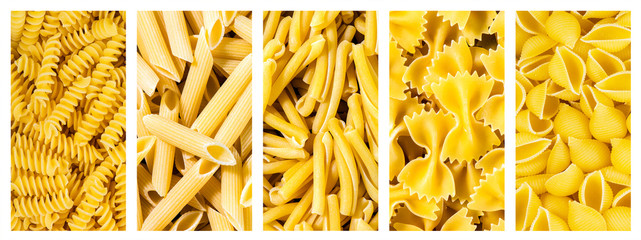 Set of Collection italian pasta, background texture
