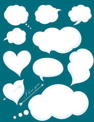 Set of Romantic Love or Cloud Communications