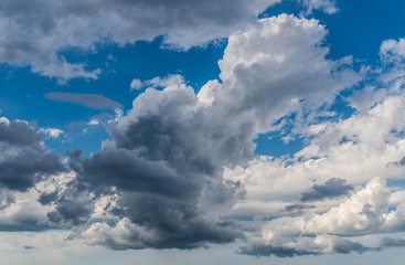 Dramatic sky with dark clouds.