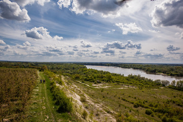 Aerial view - Vistula River near Kazimierz Dolny , Poland