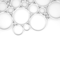 Rings and shadows over white backdrop, 3d