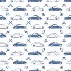 Vintage seamless pattern with cars.