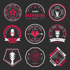 Naklejka premium Set of Vintage Badges of Rock Music