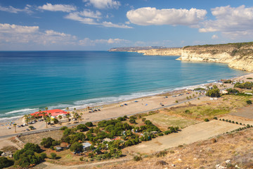 Fototapeta na wymiar Panorama of Episkopi beach on Cyprus island, Limassol.