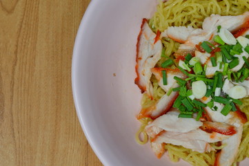 Chinese noodle topping red barbecue pork